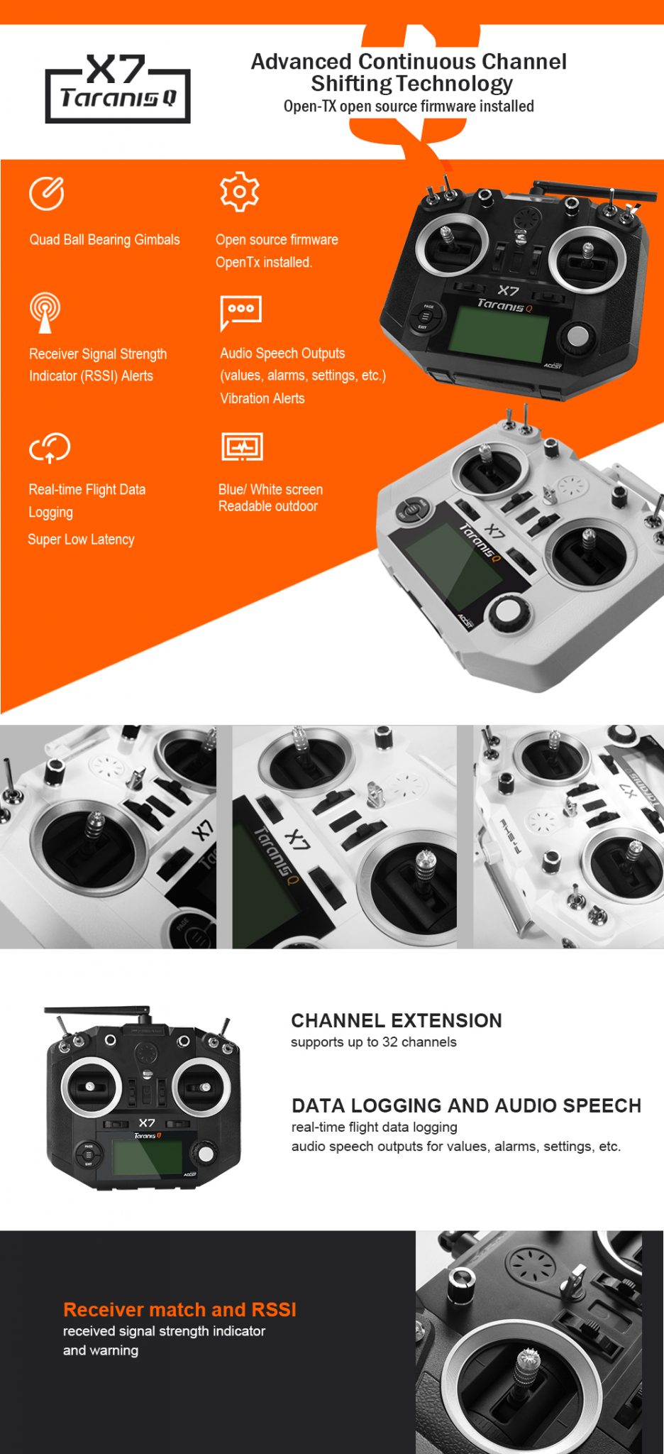 FrSky 2.4G ACCST Taranis Q X7 16 Channels Transmitter White 1 - FrSky