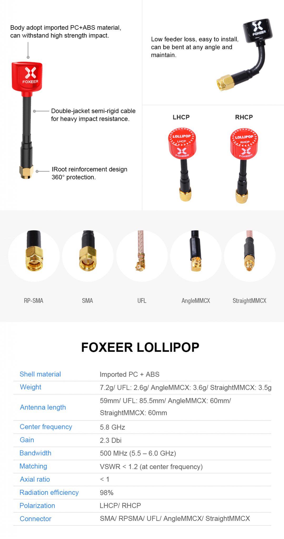 Foxeer Lollipop 2 Antenna 5.8G (RHCP) 2pcs Set 15 - Foxeer