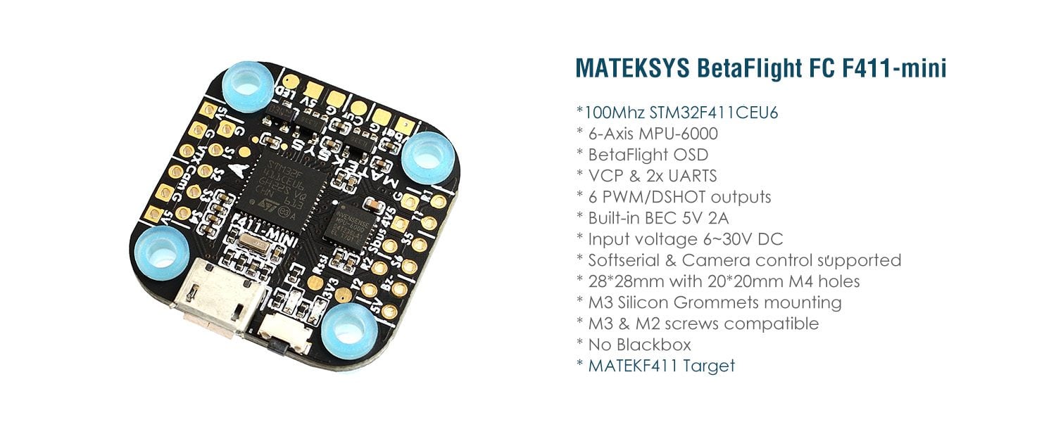 Matek F411-Mini Flight Controller 20X20MM OSD BEC 1 - Matek Systems