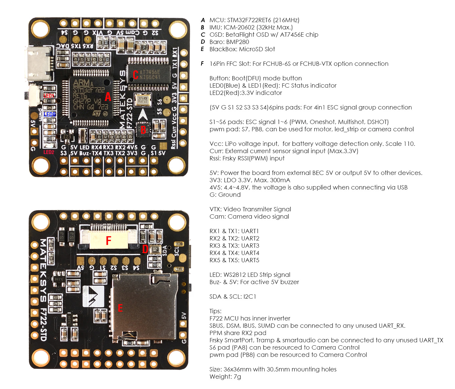 Matek F722-STD Flight Controller 4 - Matek Systems