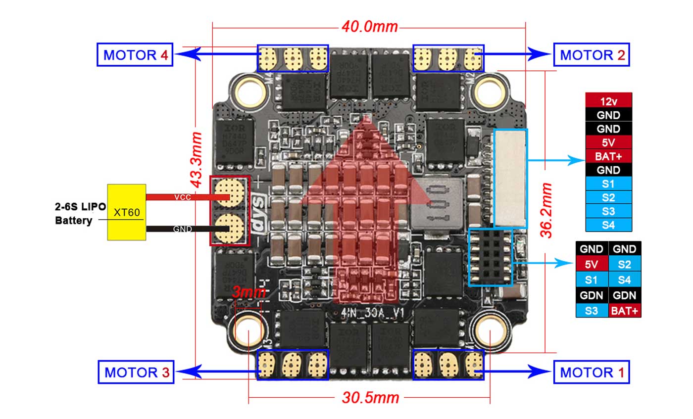 DYS F30A 4-in-1 30A ESC - BLHelis_S, Dshot 600 4 - DYS