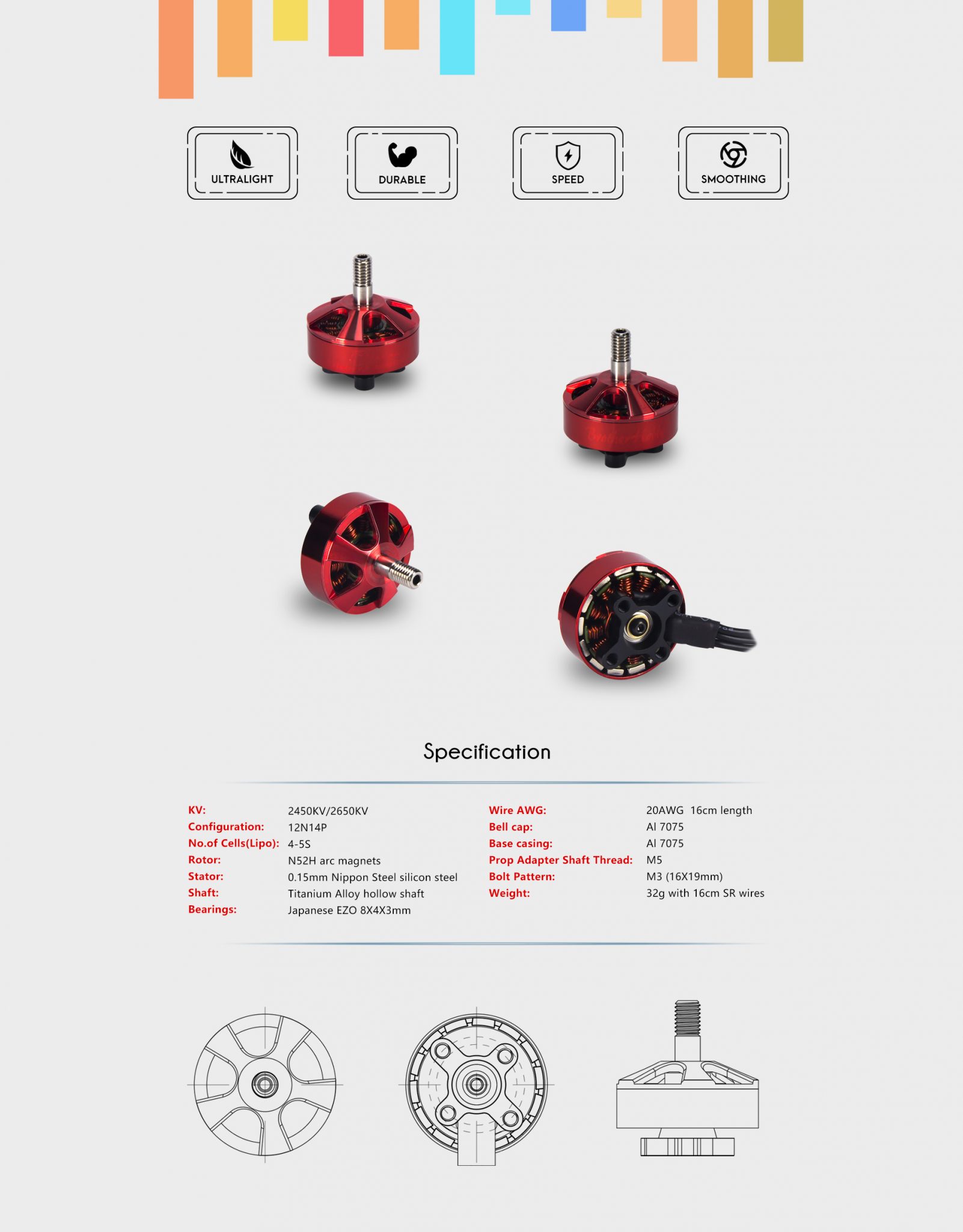 Brotherhobby RedHulk Returner R5 4-5S 2306 2450KV Brushless Motor