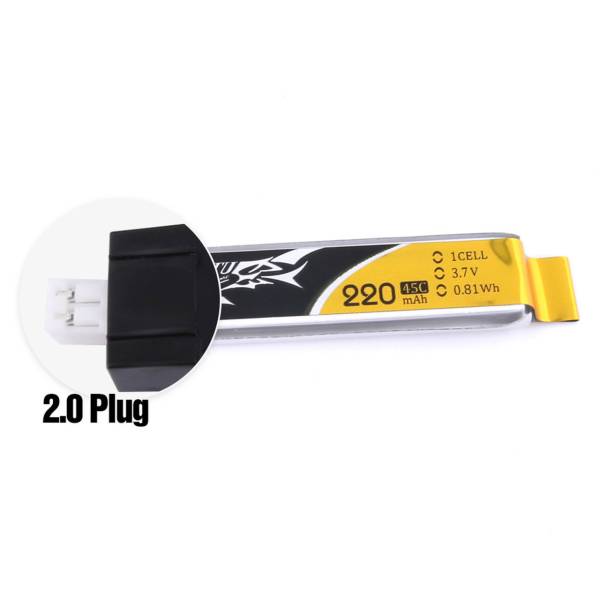 Tattu 220mAh 3.7V 45C 1S Lipo Battery Pack For Whoop Class (Pick your Connector) 3
