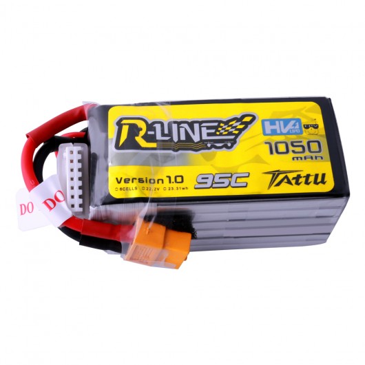 Tattu R-Line 1050mAh 95C 6S1P Lipo Battery Pack with XT60 Plug
