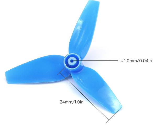 48mm 3-blade props are customed for Beta85 frame, using 8.5x20 motors. Beta85 is the largest whoop style drone for the moment. RECOMMENDED PARTS Here is the recommended parts list for 85mm wheelbase distance brushed drone. Frame: Beta85 frame Motors: 8.5x20mm 16000KV motors Battery: 550mAh 1S Lipo HV battery Props: 48mm 3-blade props SPECIFICATION Product material: Clear Plastic Inner diameter: 1.0mm Shaft Height: 7.2mm PACKAGE 2 * CW 3-blade 48mm Whoop Props 2 * CCW 3-blade 48mm Whoop Props