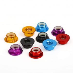 Colored M5 CW Flanged Nylon Insert Screw Lock Nuts (5 Pack)