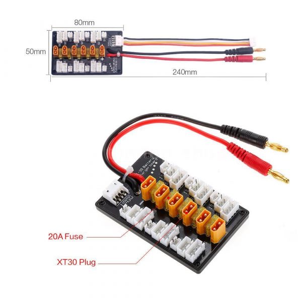 XT30 Plug Li-Po Battery Parallel Charging Board with Cable Adapters 7 -