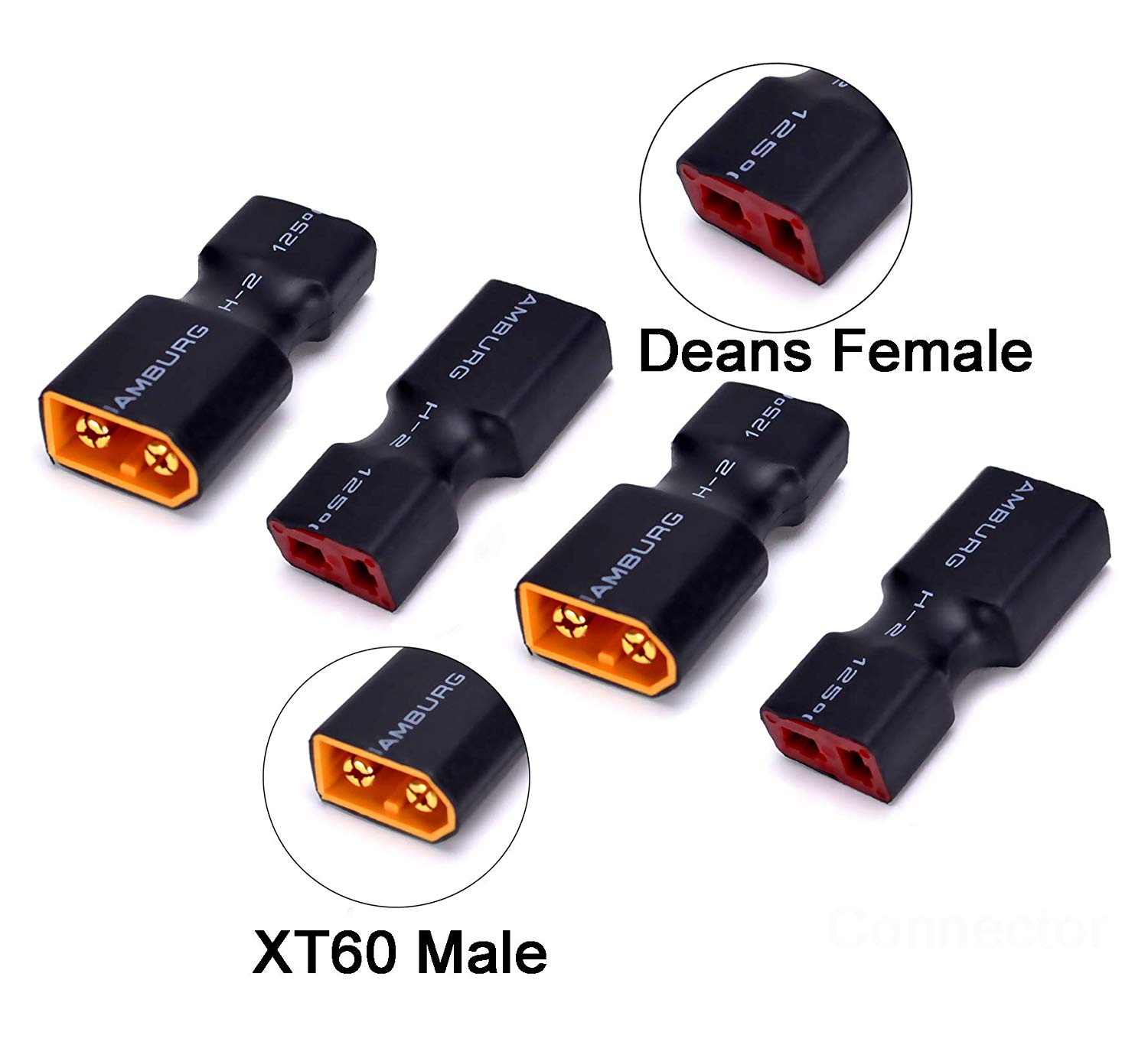 Male XT60 to Female Deans T-Plug Connector Adapter No Wires 14 -