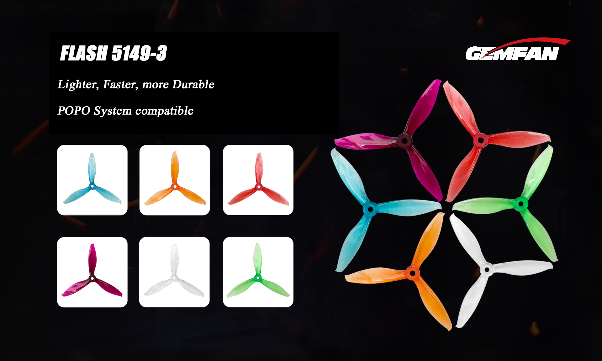Gemfan Flash 5149 Propeller Clear Red (Set of 4) 4 - Gemfan