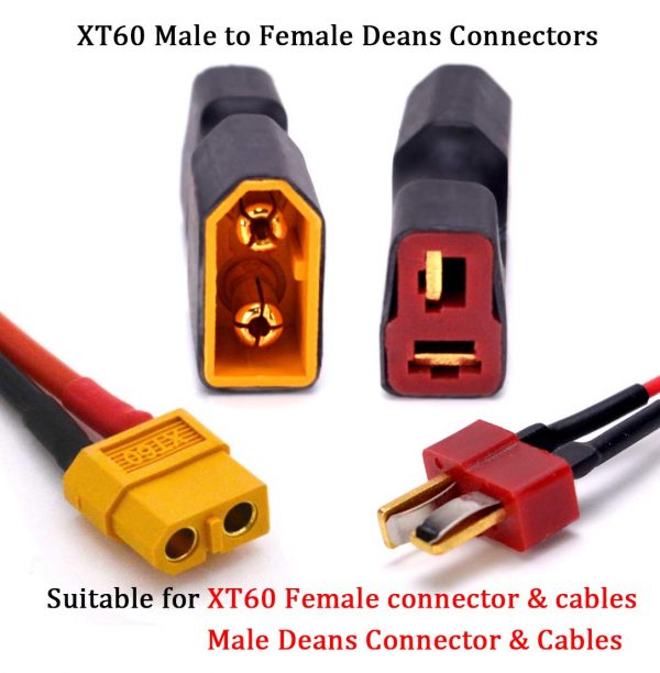 Male XT60 to Female Deans T-Plug Connector Adapter No Wires 3 -