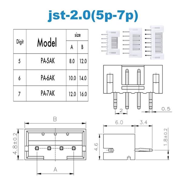 230pcs PH2.0 2s/3s/4s 5 pin 2.0mm JST Connector Battery Lead Repair Kit