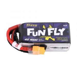 Tattu FunFly 1300mAh 100C 14.8V 4S1P lipo battery pack with XT60 Plug for Practice