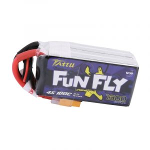 Tattu FunFly 1300mAh 100C 14.8V 4S1P lipo battery pack with XT60 Plug for Practice