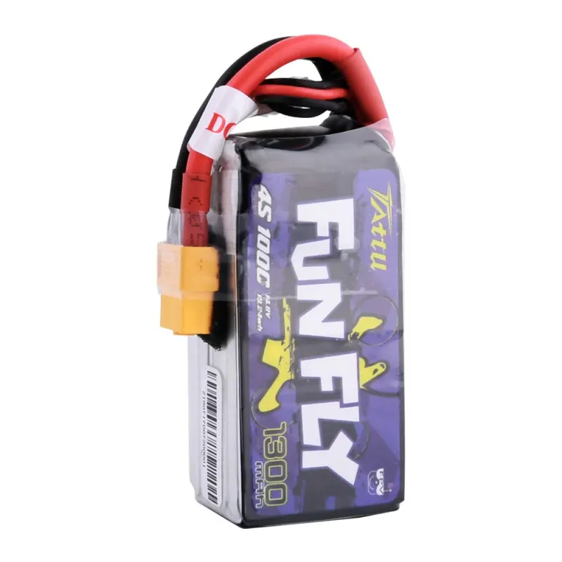 Tattu Fun Fly 1300mAh 100C 14.8V 4S1P Lipo Battery 4 Tattu FunFly 1300mAh 100C 14.8V 4S1P lipo battery pack with XT60 Plug for Practice