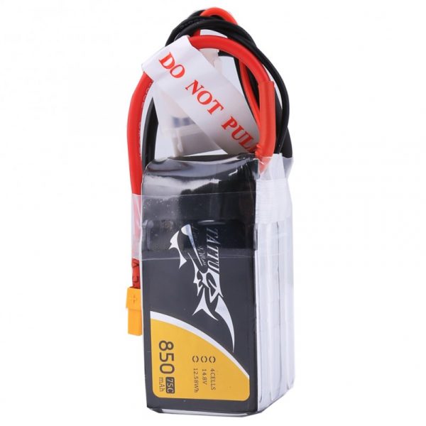Tattu 850mAh 14.8V 75C 4S1P Lipo Battery Pack with XT60 Plug - Image 3