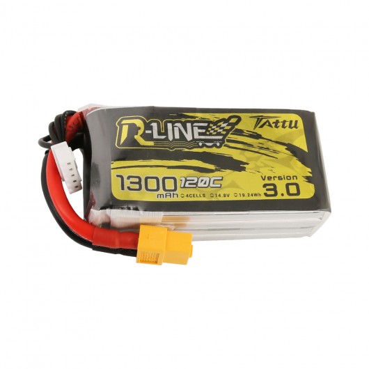 Tattu R-Line Version 3.0 1300mAh 14.8V 120C 4S1P Lipo Battery Pack with XT60 Plug 1 - Tattu