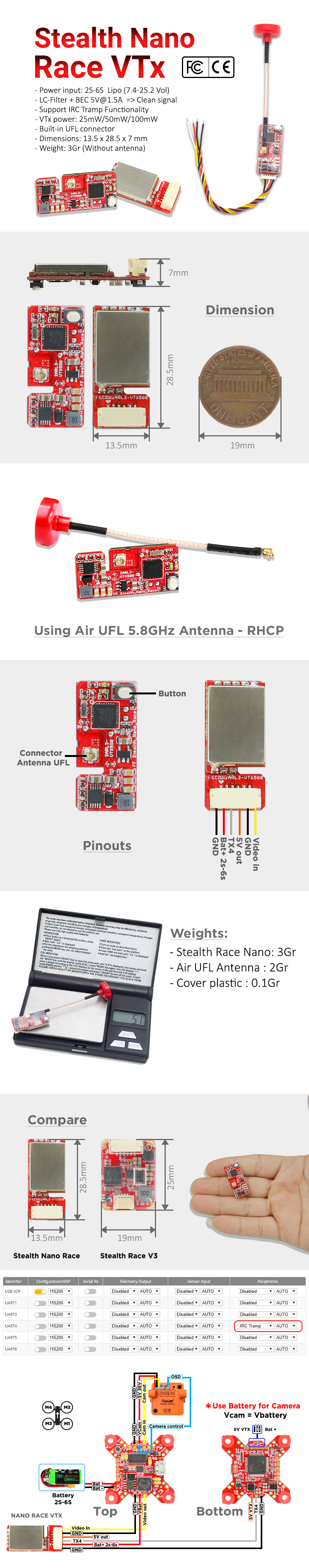 FuriousFPV VTX Stealth Nano Race 5.8G 25/50/100mW 2 - Furious FPV