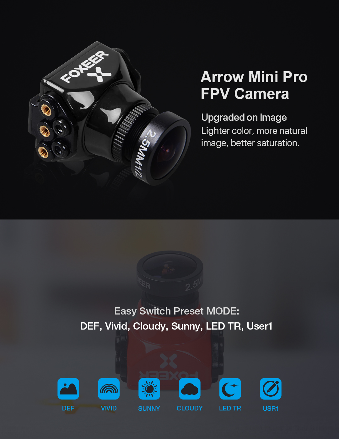 Foxeer Arrow Mini Pro FPV CCD Camera Built-in OSD (Pick Your Color) 4 - Foxeer