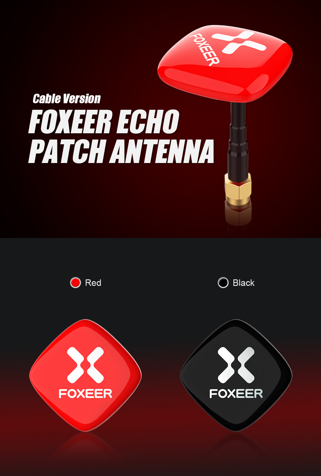 Foxeer Echo 8 dbi Patch Antenna Feeder (Red or Black - Pick Your Color) 17 - Foxeer