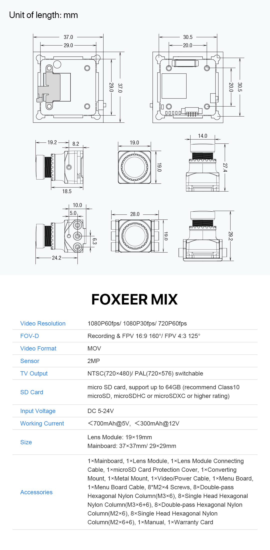 Foxeer Mix 2 1080p 60fps Super WDR Mini HD FPV Camera (Pick Your Color) 15 - Foxeer