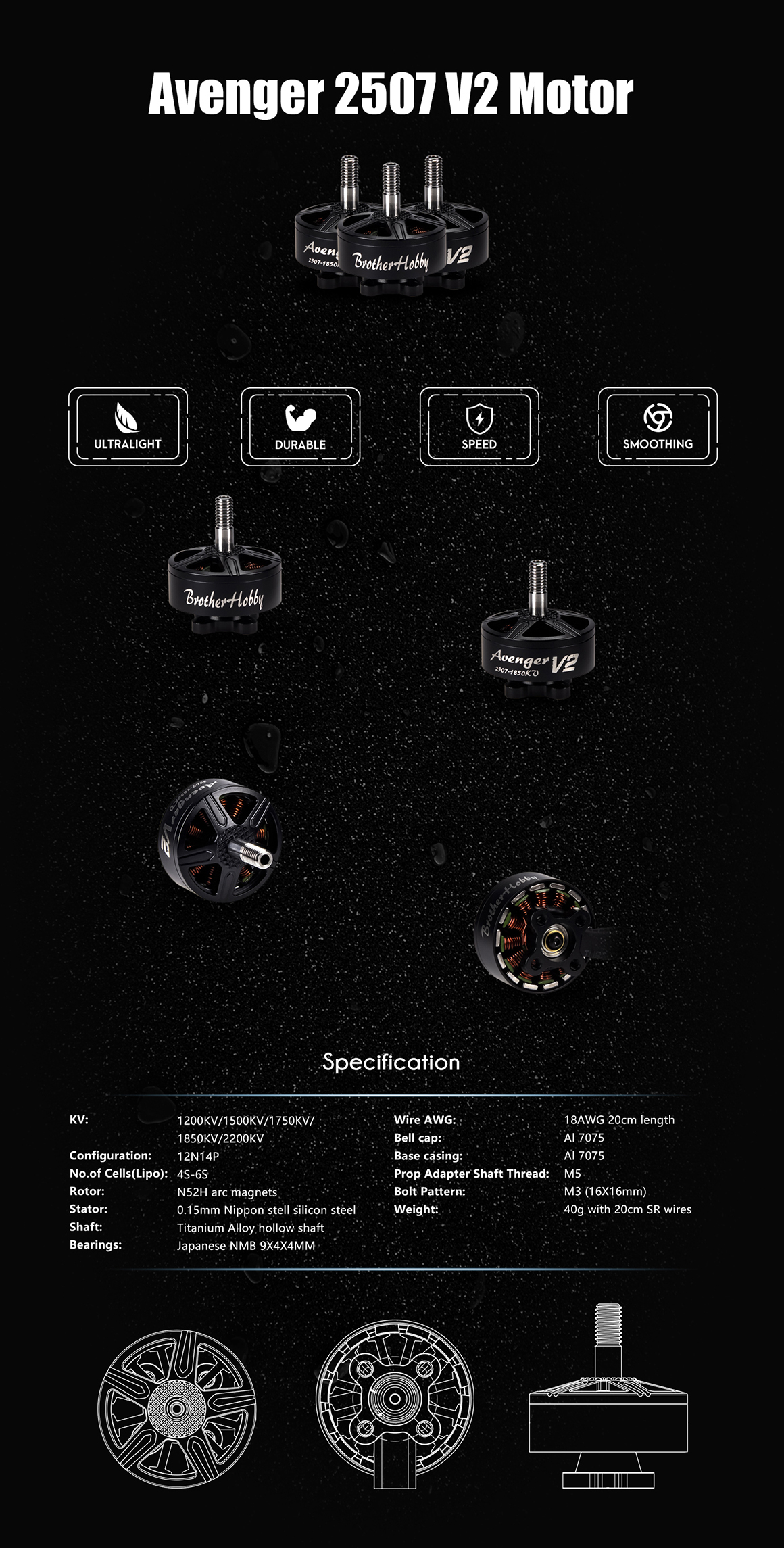BrotherHobby Avenger V2 2507-2450KV 4-6S 8