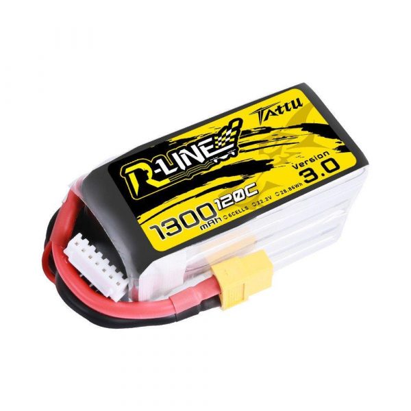 Tattu R-Line Version 3.0 22.2V 6S 1300mAh 120C LiPo Battery - XT60 1 - Tattu