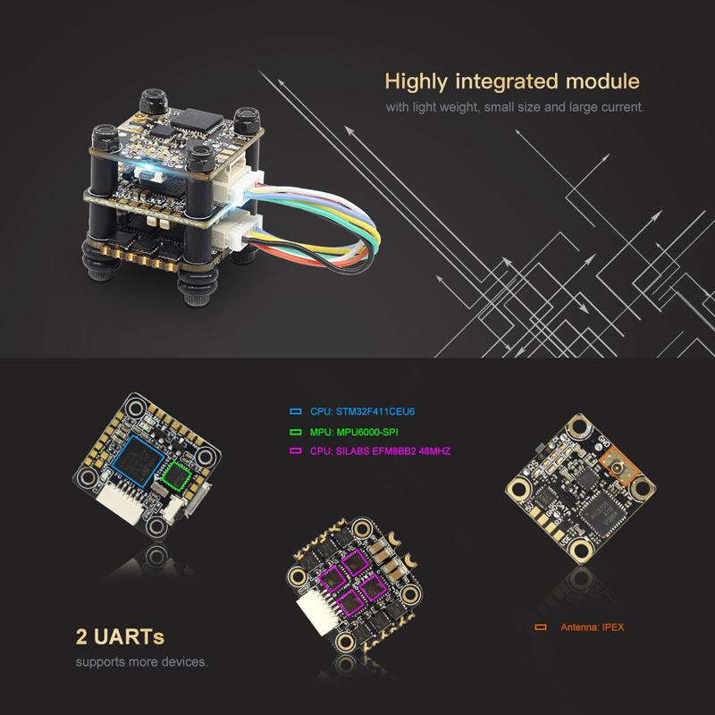 HGLRC FD413 VTX STACK - F4 FC, 13A BLS 4in1 ESC, 400mw VTX For Toothpick 18