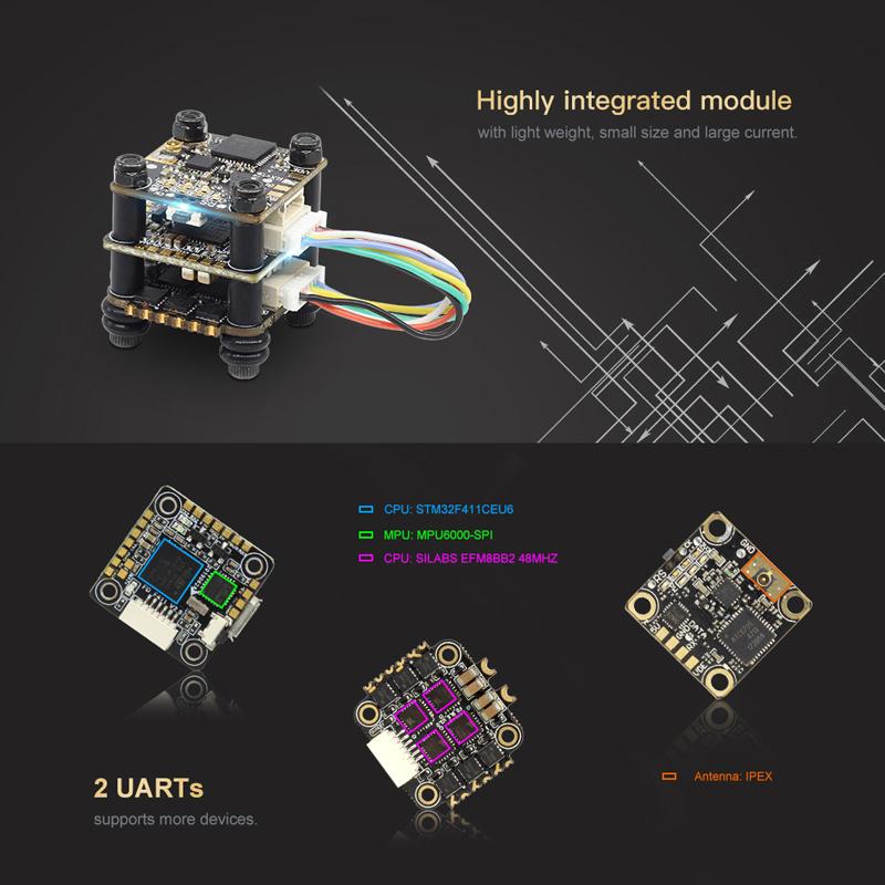 HGLRC FD413 VTX STACK - F4 FC, 13A BLS 4in1 ESC, 400mw VTX For Toothpick 18 - HGLRC