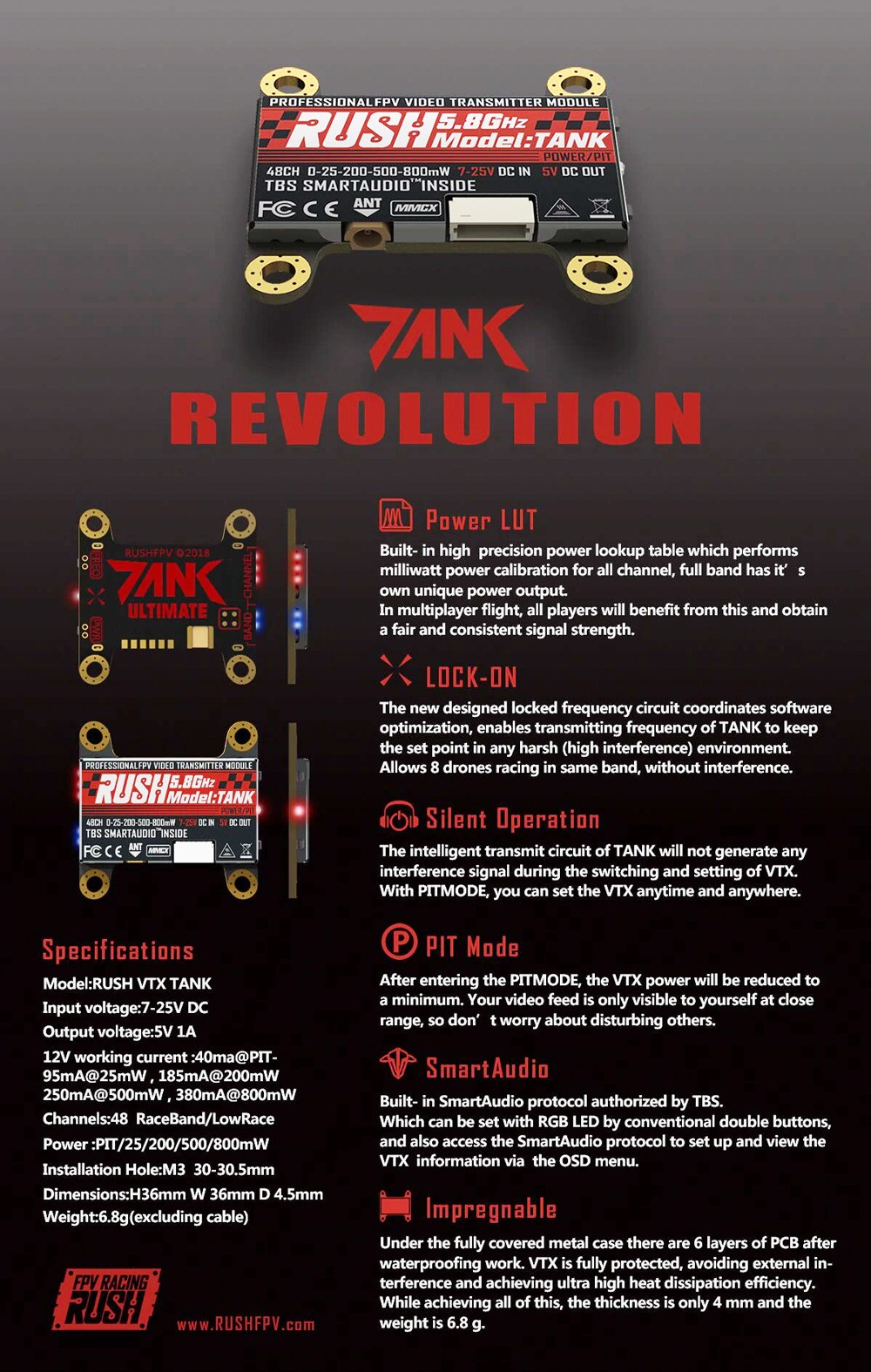  Rush Tank 5.8GHz VTX w/ SmartAudio infographic
