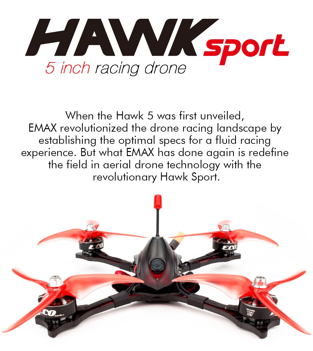 EMAX Hawk Sport BNF FPV Racing Drone - 1700Kv/2400Kv 17 - Emax