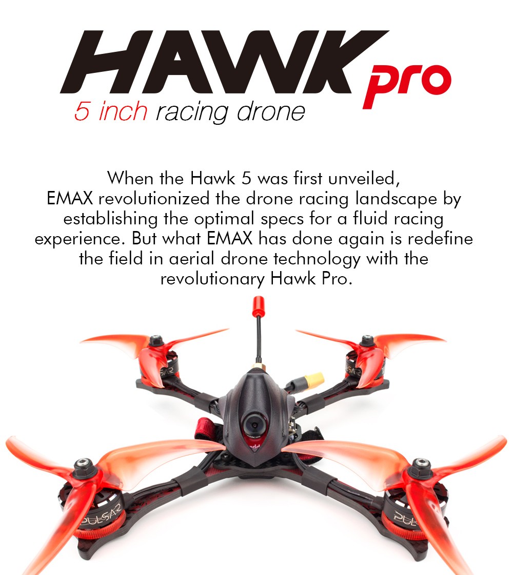 EMAX Hawk Pro BNF FPV Racing Drone with LED Motor (Pick Your Kv) 12 - Emax