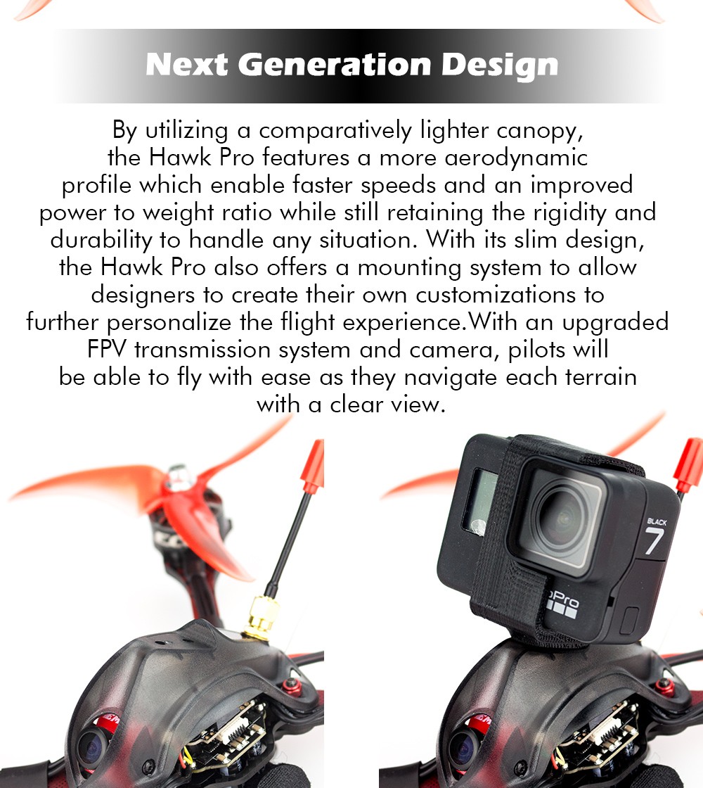 EMAX Hawk Pro BNF FPV Racing Drone with LED Motor (Pick Your Kv) 8 - Emax