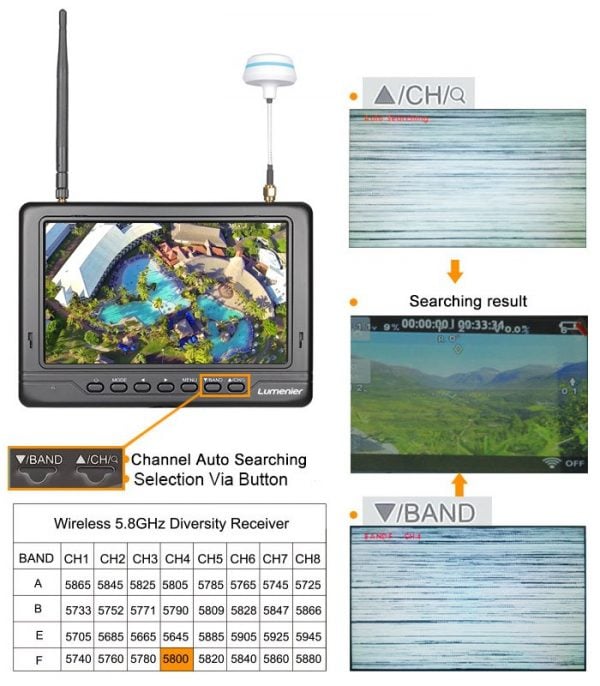 7" Lumenier Slim LCD FPV Monitor w/ 5.8GHz 32CH Diversity Rx, Battery 7 - Lumenier