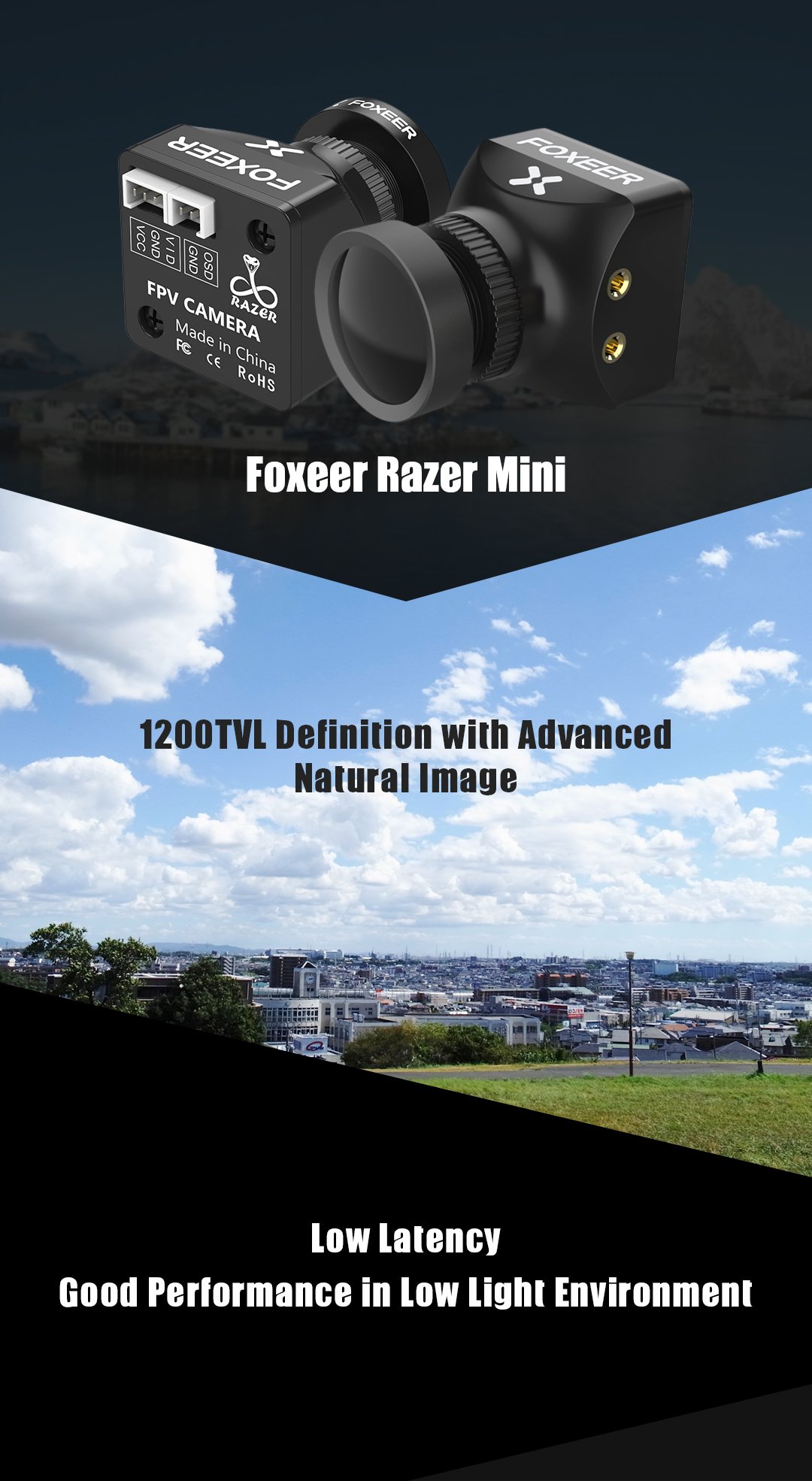 Foxeer Razer Mini 1200TVL 16:9 PAL/NSTC CMOS FPV Camera (2.1mm) - Black 9 - Foxeer