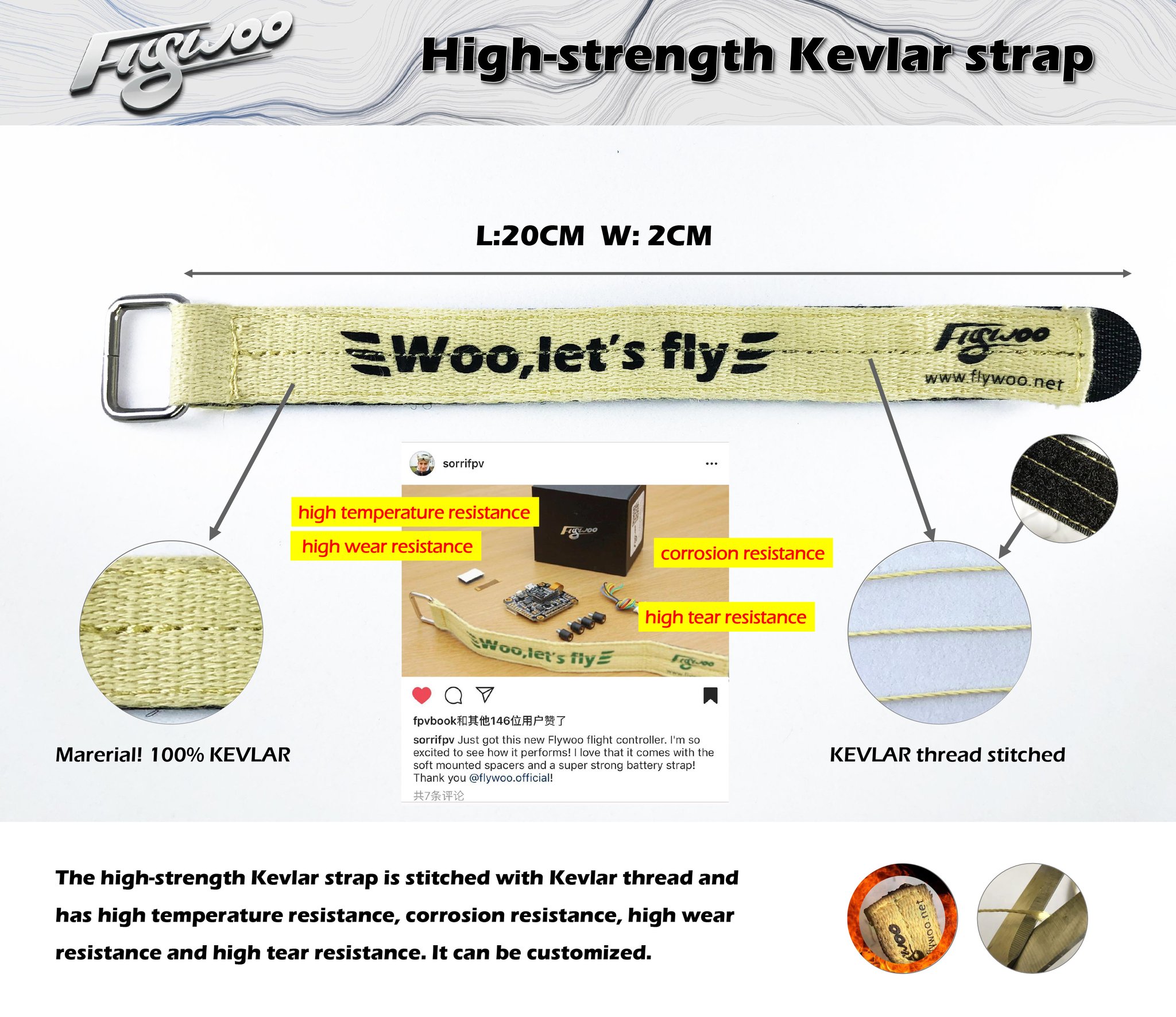 FLYWOO High Strength Kevlar Strap (Pick Your Color) 12 - Flywoo