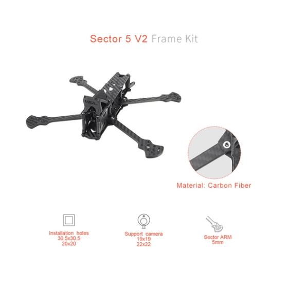 HGLRC Sector5 V2 6S FPV Racing Drone F7 FC 60A 4in1 ESC 2306 Motor