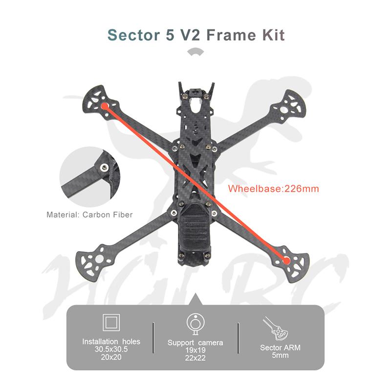 HGLRC Sector5 V2 6S FPV Racing Drone - F7 FC/60A 4in1 ESC/2306 Motor 4 - HGLRC