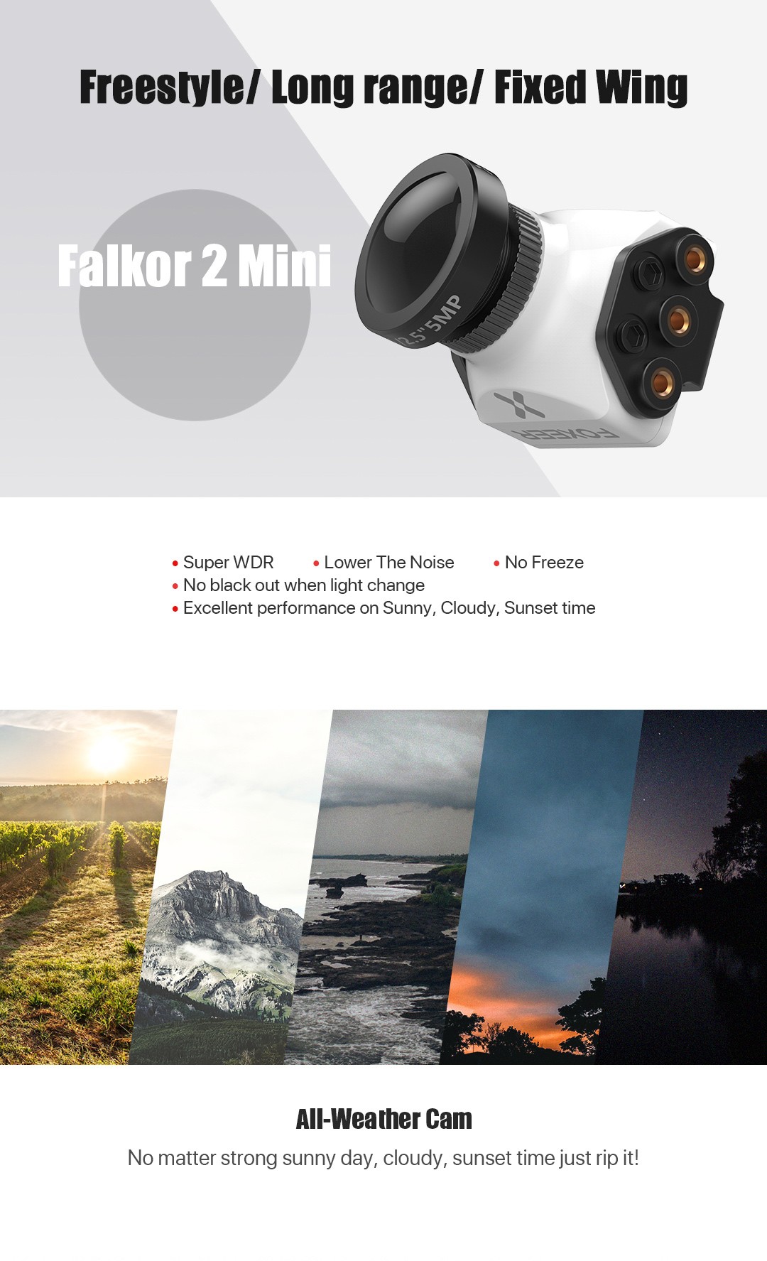 Foxeer Falkor 2 Mini Global WDR FPV Camera infographic