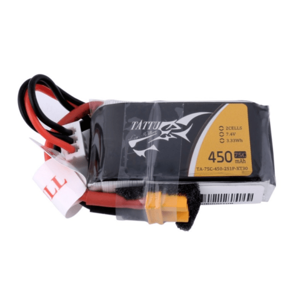Tattu 450mAh 7.4V 75C 2S1P Lipo Battery Pack with XT30 plug 1 - Tattu