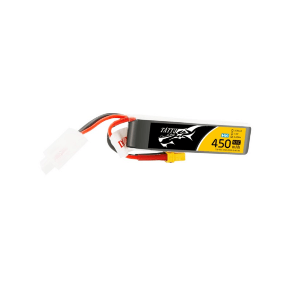 Tattu 450mAh 7.6V High Voltage 95C 2S1P Lipo Battery Pack with XT30 Plug - Long Pack