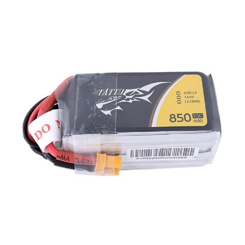 Tattu 850mAh 14.8V 75C 4S1P Lipo Battery Pack with XT30 plug 1 - Tattu