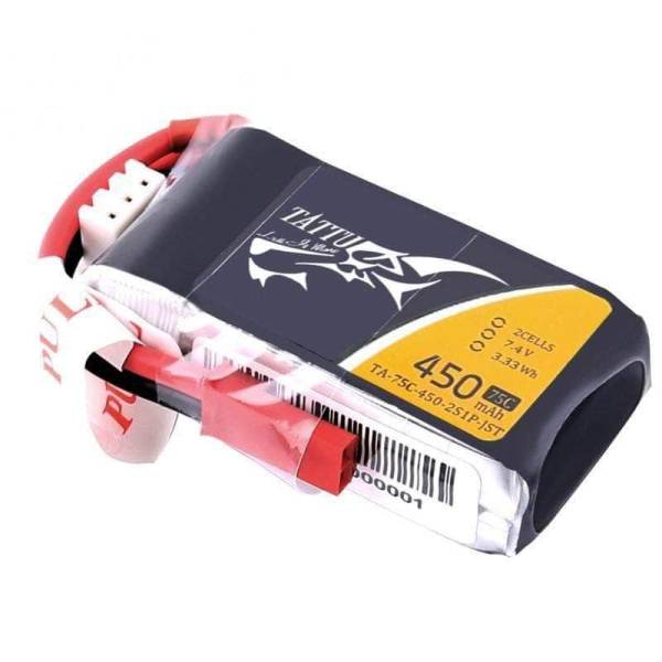 Tattu 7.4V 2S 450mAh 75C LiPo Micro Battery - JST-SYP 2