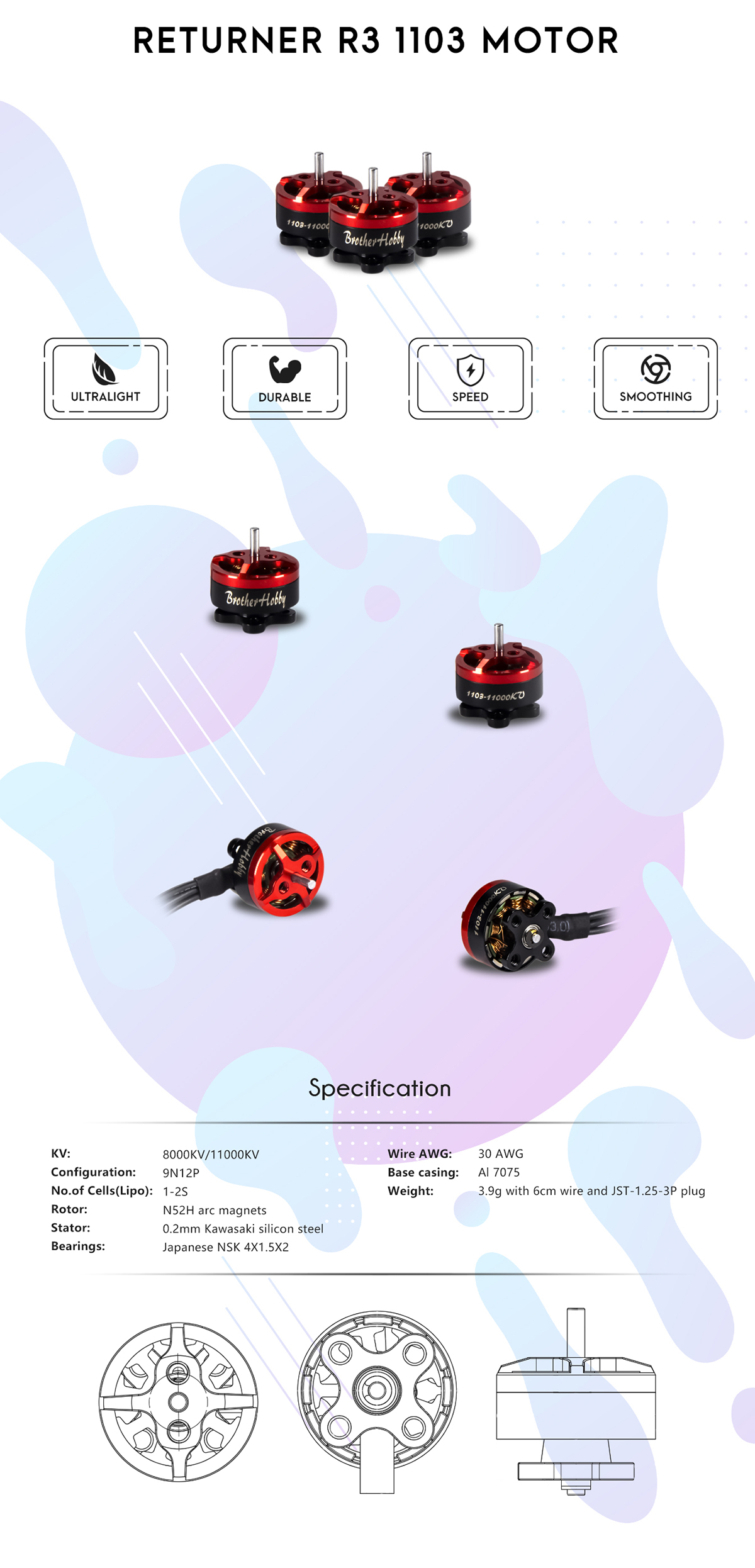 Brotherhobby returner r3 1103 motor infographic