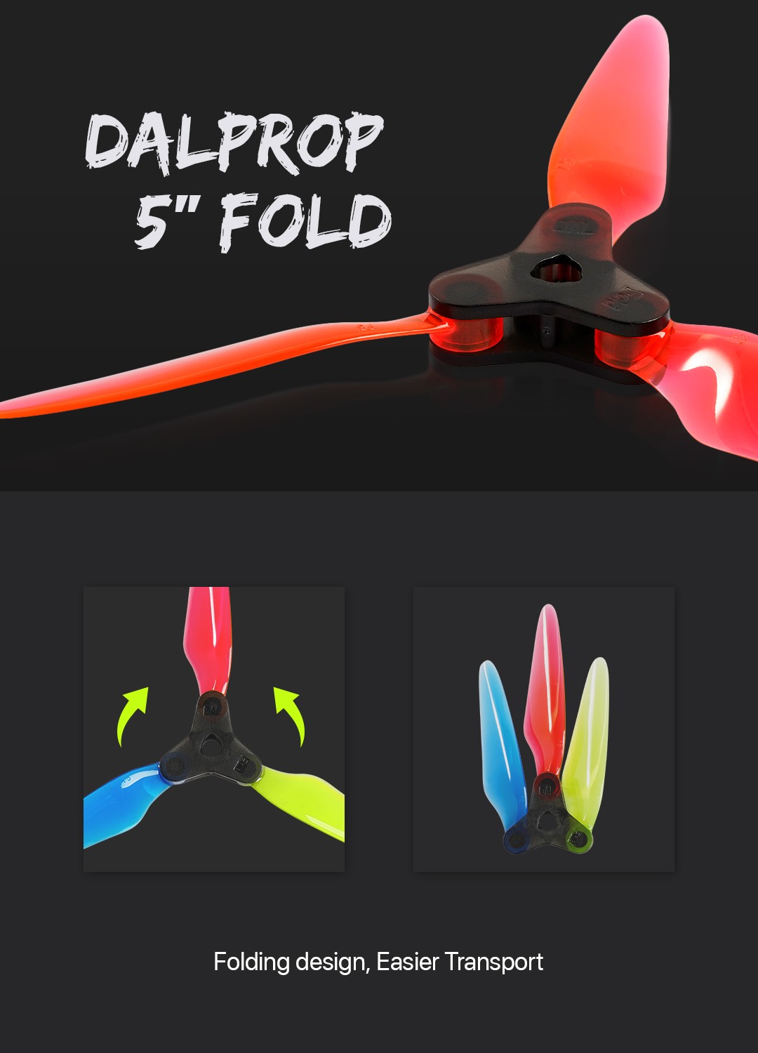 Foxeer 5.1 Inch FOLD Props Triblade 5147.5 (4 Hubs+12 Blades) 1