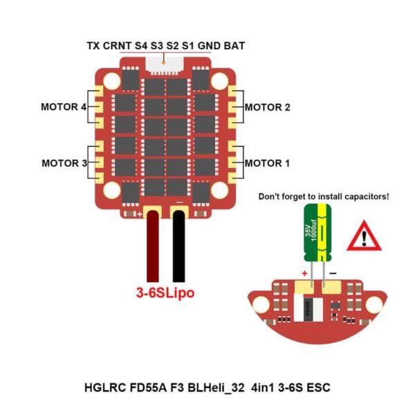 HGLRC Forward 55A 3-6S F3 BLHeil32 4in1 ESC - Image 10