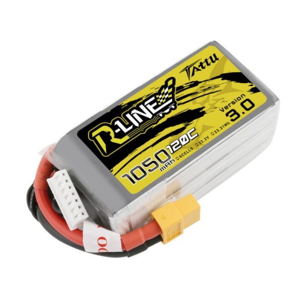 Tattu R-Line Version 3.0 1050mAh 22.2V 120C 6S1P Lipo Battery Pack with XT60 Plug 1 - Tattu