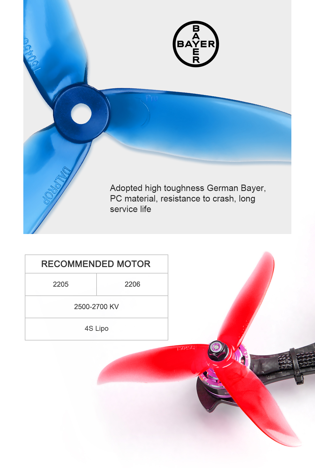 Foxeer Dalprop T5045C Pro Unbreakable Tri-Blade Racing Propellers (10 Pairs) - Pick your Color 3 - DALProp