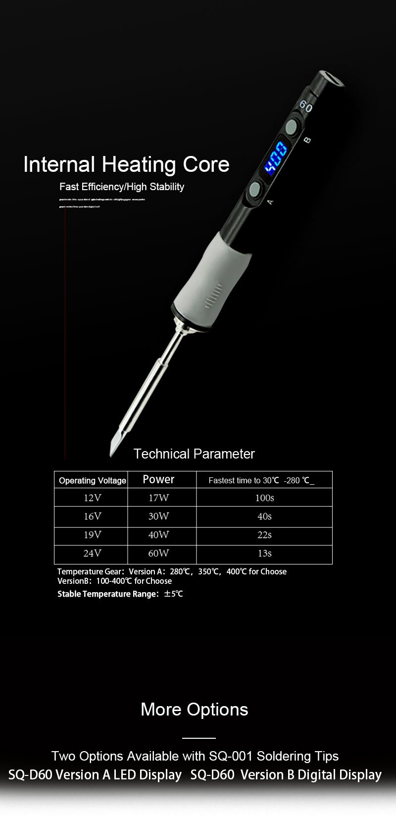 Sequre SQ-D60B Soldering Iron with TS-B2 Tip 7 -