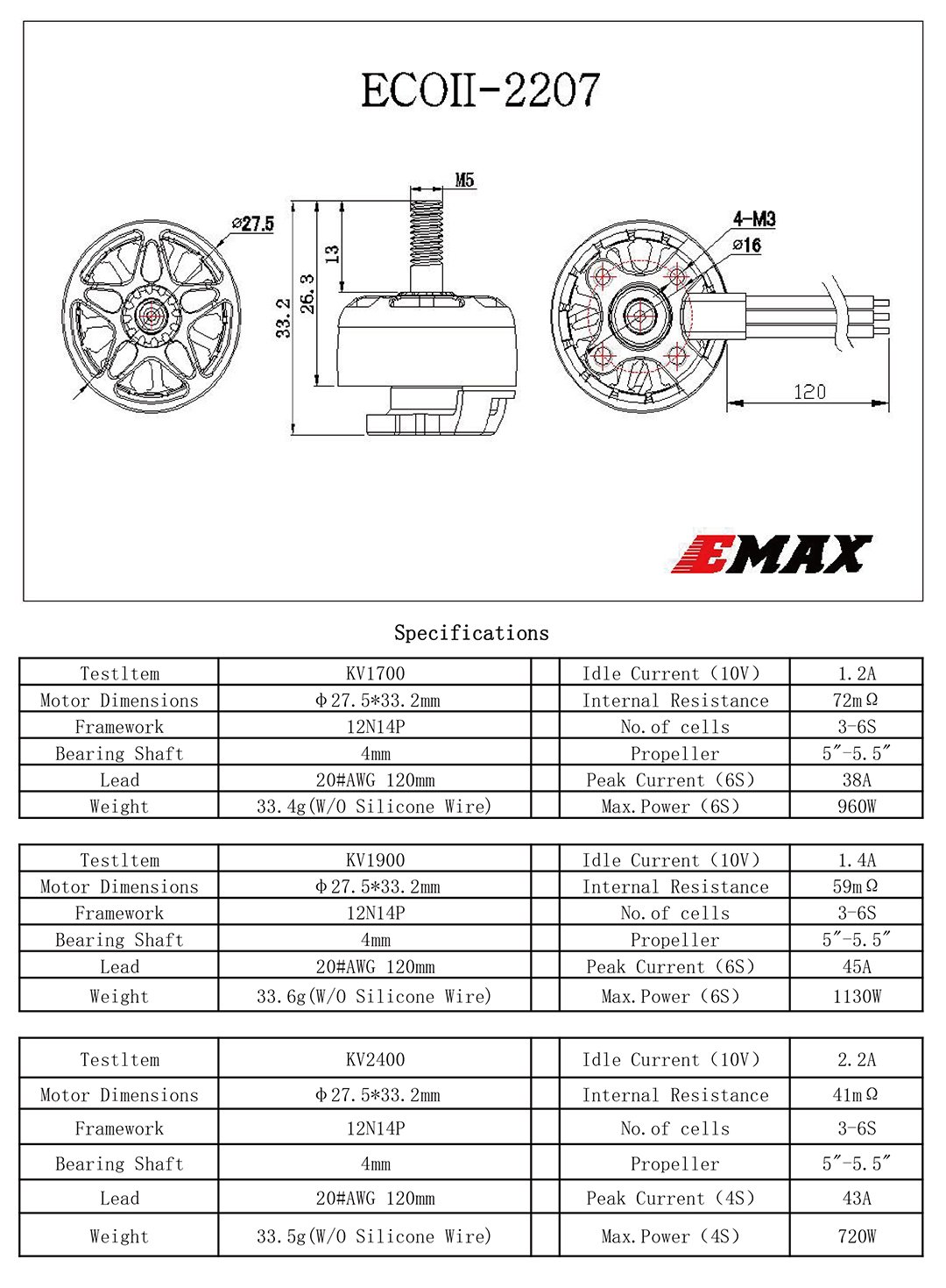 EMAX ECO II Series 2306 FPV Drone Motor - 1700Kv/1900Kv/2400Kv 16