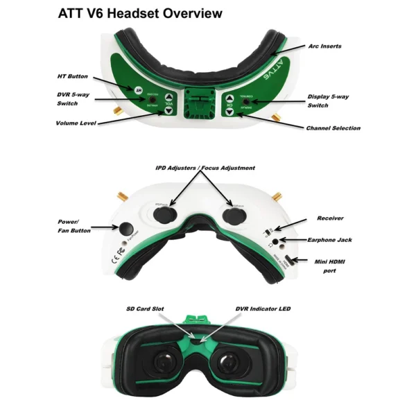 fatshark attitude v6 FPVドローン用ゴーグルセット FatShark Attitude V6 FPV Headset Goggles - MyFPV
